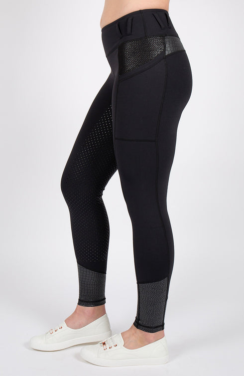 Youth Performance Riding Tights - Black Croc